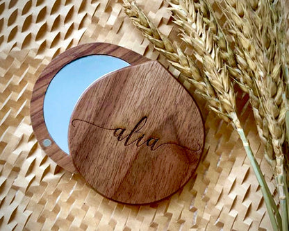 Personalized Wood Compact Mirror - The Chic Habitat