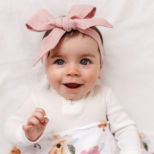 Snuggle Hunny Kids | Linen Bow Pre-Tied Headband Wrap - The Chic Habitat